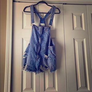 Distressed Overall shorts